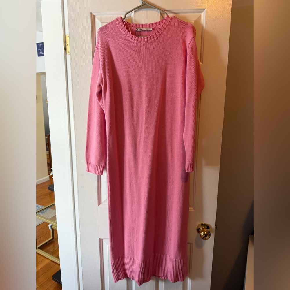 Zara Pink Long Sleeve sweater Dress